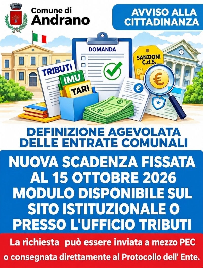 Prorogata al 15 ottobre la scadenza per la Definizione agevolata delle entrate comunali